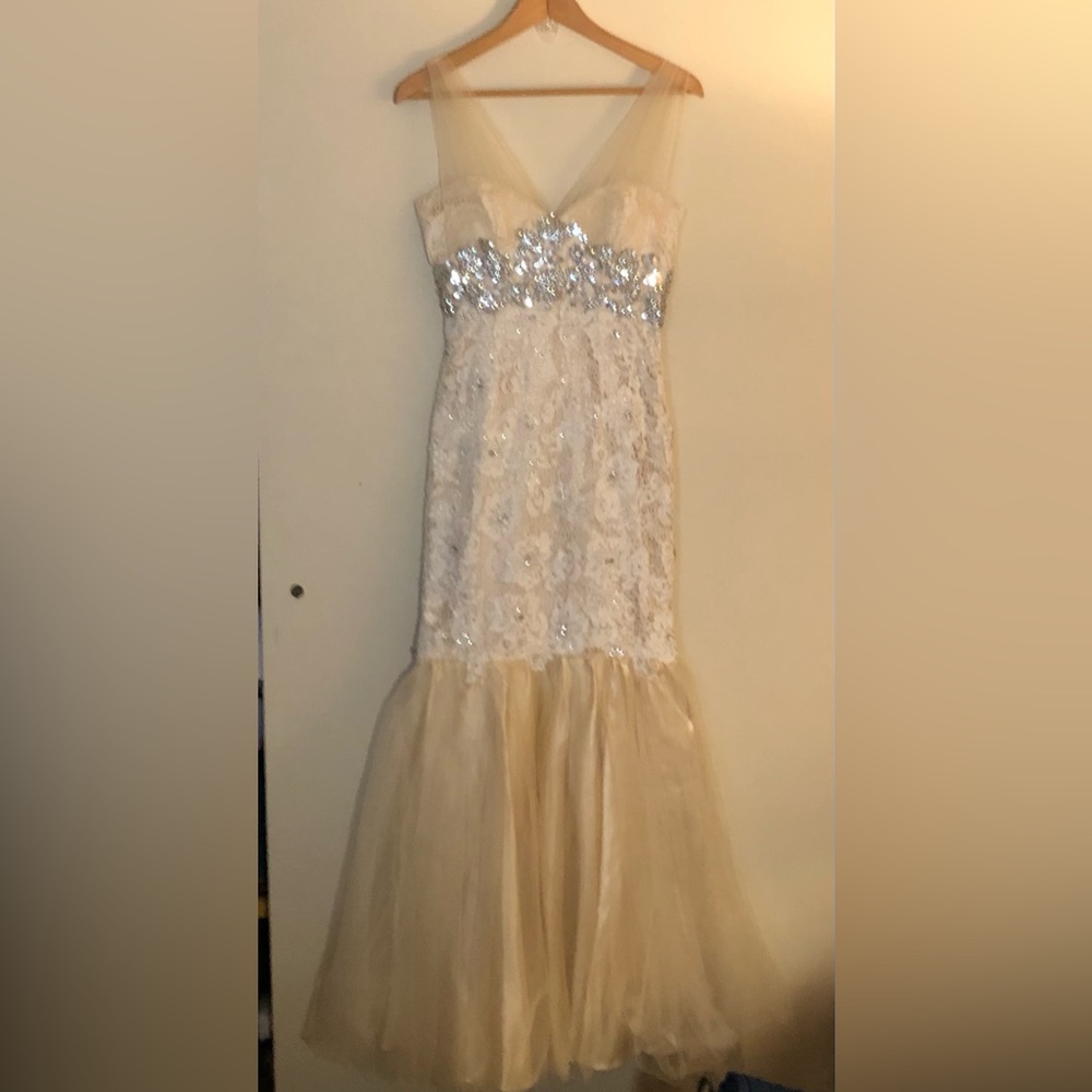 Jovani Lace Mermaid Dress Ivory - Picture 14 of 16
